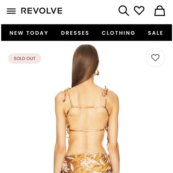 New! Milkwhite Revolve Cropped Open Back Top Burnt Orange Floral Womens Small - Picture 2 of 10